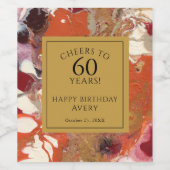 Artistiek Abstract Boho Kleurrijke 60ste Verjaarda Wijn Etiket (Enkel label)