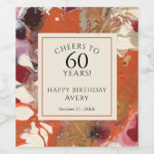 Artistiek Abstract Boho Kleurrijke 60ste Verjaarda Wijn Etiket (Enkel label)