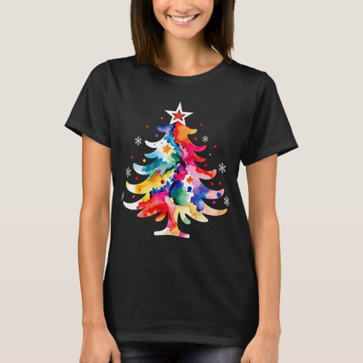 Artistiek Abstract Kerstboom vakantie T-shirt (Voorkant)