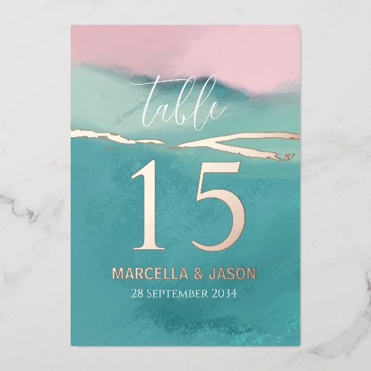 Artistiek Abstract Landschap Bruiloft Tafel Nummer Folie Uitnodiging (Voorkant)