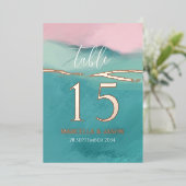 Artistiek Abstract Landschap Bruiloft Tafel Nummer Folie Uitnodiging (Staand Voorkant)