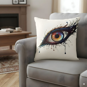 Artistiek Abstract Oog met Kleurrijke Paint Splatt Kussen