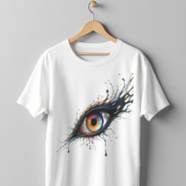 Artistiek Abstract Oog met Kleurrijke Paint Splatt T-shirt