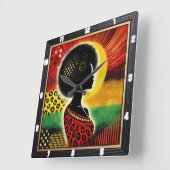 Artistiek Afrikaans geïnspireerd ontwerp Levendige Vierkante Klok (Hoek)