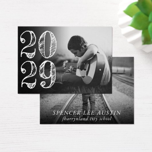 Artistiek Afstuderen | Eenvoudige 2 foto aankondig Visitekaartje (Bureau)