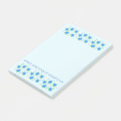 Artistiek Blauw Bloempatroon Accented Post-it® Notes (Schuin)