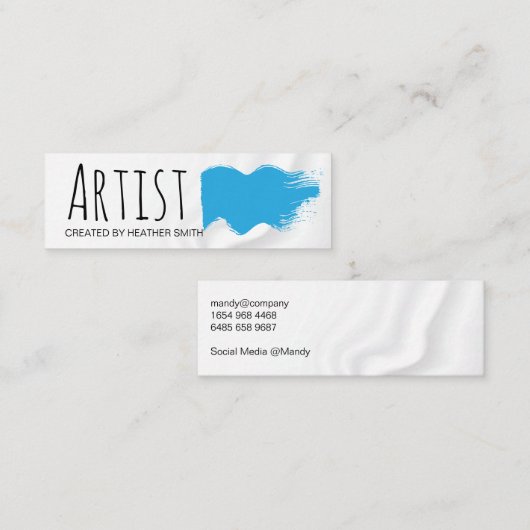 Artistiek blauw geborsteld mini visitekaartje (Voorkant / Achterkant)