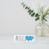 Artistiek blauw geborsteld mini visitekaartje (Staand voorkant)