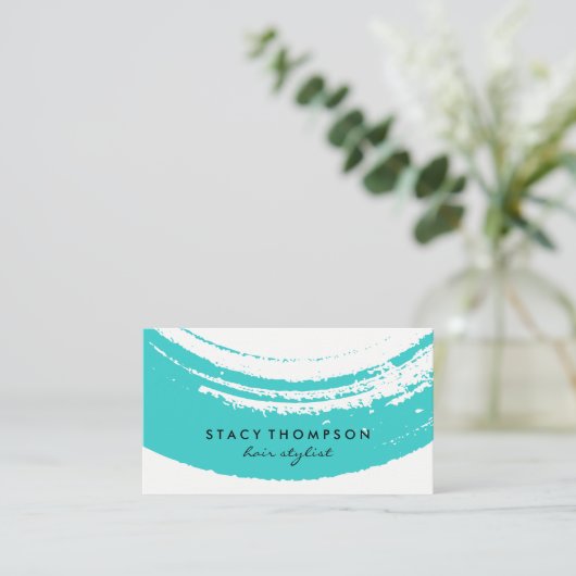 Artistiek blauw geborsteld visitekaartje (Staand voorkant)