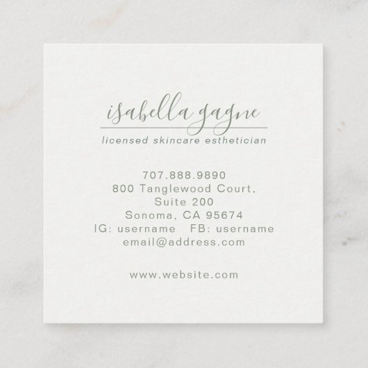 Artistiek Blauw Groen Abstracte Waterverf Skincare Vierkante Visitekaartje (Achterkant)