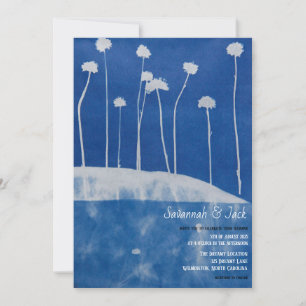 Artistiek Blauw Unieke bruiloft Uitnodiging