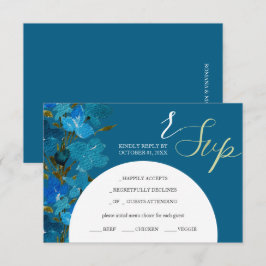 Artistiek Blauw Waterverf Wildbloemen RSVP Kaartje