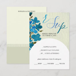 Artistiek Blauw Waterverf Wildbloemen RSVP Kaartje