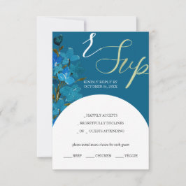 Artistiek Blauw Waterverf Wildbloemen RSVP Kaartje