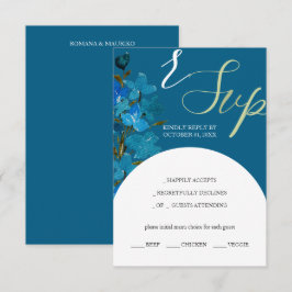 Artistiek Blauw Waterverf Wildbloemen RSVP Kaartje