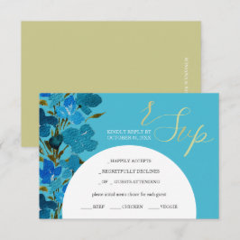 Artistiek Blauw Waterverf Wildbloemen RSVP Kaartje