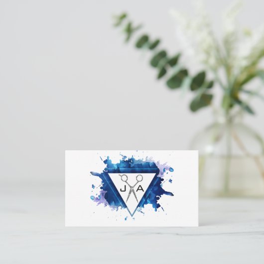 Artistiek | Blauwe Waterverf | Scharen Afsprakenkaartje (Staand voorkant)