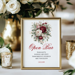 Artistiek Blush Burgundy Open Bar Tafelkaart Poster