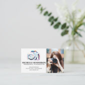 Artistiek camerologo | Vrouw met camera Visitekaartje (Staand voorkant)