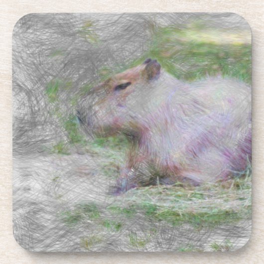 artistiek dier capybara bier onderzetter (Voorkant)