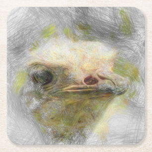 artistiek dierlijk struisvogel kartonnen onderzetters