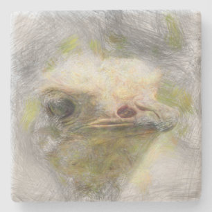 artistiek dierlijk struisvogel stenen onderzetter