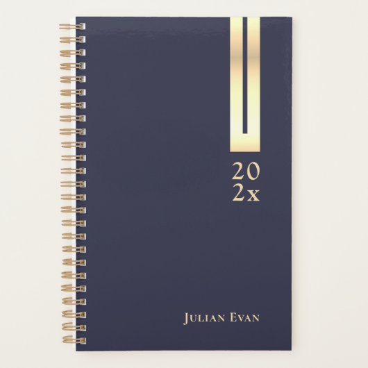 Artistiek Elegant Detail Marine Blauw & Goud Niet  Planner (Voorkant)