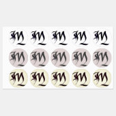 Artistiek Elegant Monogram Kalligrafie Letter "M" Labels
