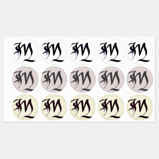 Artistiek Elegant Monogram Kalligrafie Letter "M" Labels (Vel)