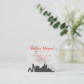 Artistiek geborsteld grijs krabbel marmer vierkante visitekaartje (Staand voorkant)