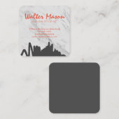 Artistiek geborsteld grijs krabbel marmer vierkante visitekaartje (Voorkant / Achterkant)