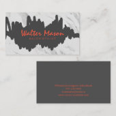 Artistiek Geborsteld Grijs Krabbel Marmer Visitekaartje (Voorkant / Achterkant)