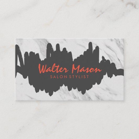 Artistiek Geborsteld Grijs Krabbel Marmer Visitekaartje (Voorkant)