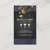 Artistiek geborsteld hout backing en wijnglas visitekaartje (Achterkant)