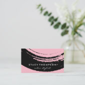 Artistiek Geborsteld Roze op Zwart Visitekaartje (Staand voorkant)