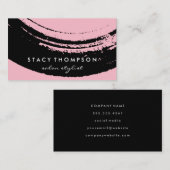 Artistiek Geborsteld Roze op Zwart Visitekaartje (Voorkant / Achterkant)