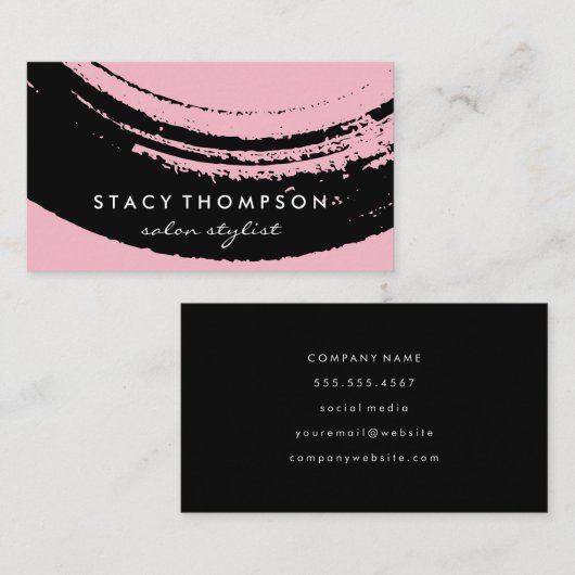 Artistiek Geborsteld Roze op Zwart Visitekaartje (Voorkant / Achterkant)
