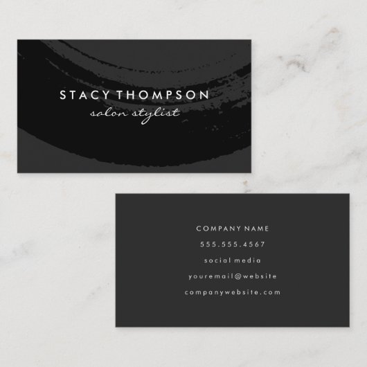 Artistiek geborsteld zwart op zwart visitekaartje (Voorkant / Achterkant)