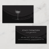 Artistiek geborsteld zwart wijnglas visitekaartje (Voorkant / Achterkant)