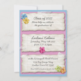 Artistiek geript papier hibiscus afstuderen nodigt kaart