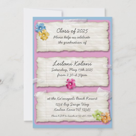 Artistiek geript papier hibiscus afstuderen nodigt kaart (Voorkant)