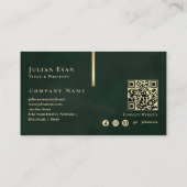 Artistiek Glanzend Detail Emerald Green & Gold Visitekaartje (Achterkant)