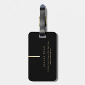 Artistiek Glanzend Goud Detail Monogram Zwart Bagagelabel (Achterkant verticaal)
