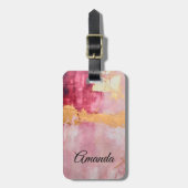 Artistiek Goud en Roze Abstract Bagagelabel (Voorkant verticaal)