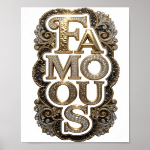 Artistiek goud FAMEUZE slogan ontwerp Poster