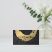 Artistiek goud geborsteld | Zwart lijnenpatroon Visitekaartje (Staand voorkant)