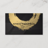 Artistiek goud geborsteld | Zwart lijnenpatroon Visitekaartje (Voorkant)