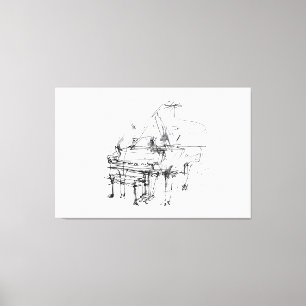 Artistiek Grand Piano Portret - Premium Canvas Afdruk