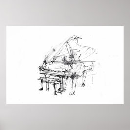 Artistiek Grand Piano Portret - Premium Poster