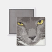 Artistiek Grijs Kattengezicht Magneet (Voorkant / Achterkant)